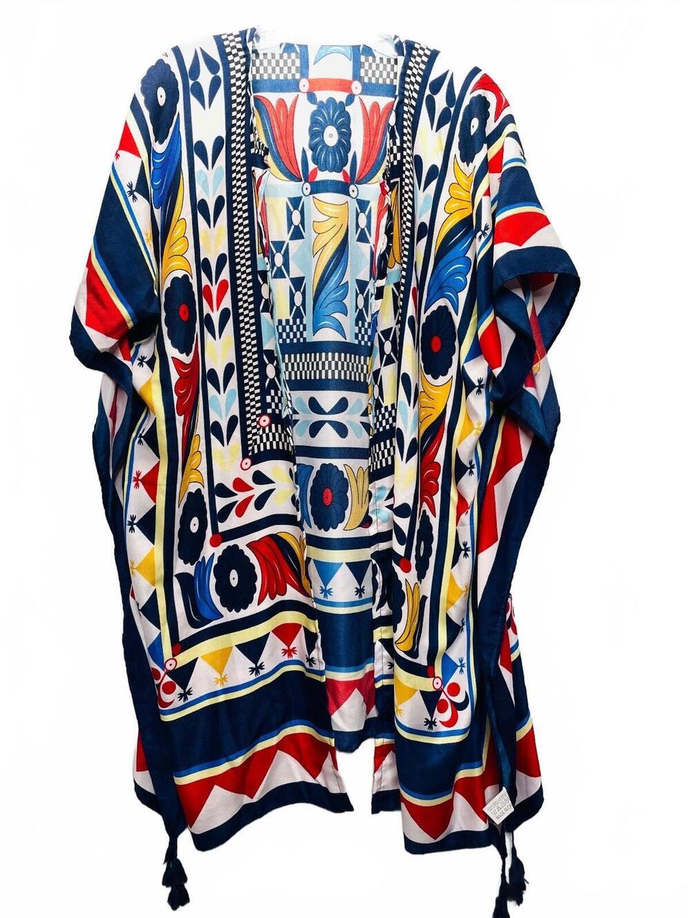 Colorful V-Neck Poncho for Women One Size, Boho Casual Style